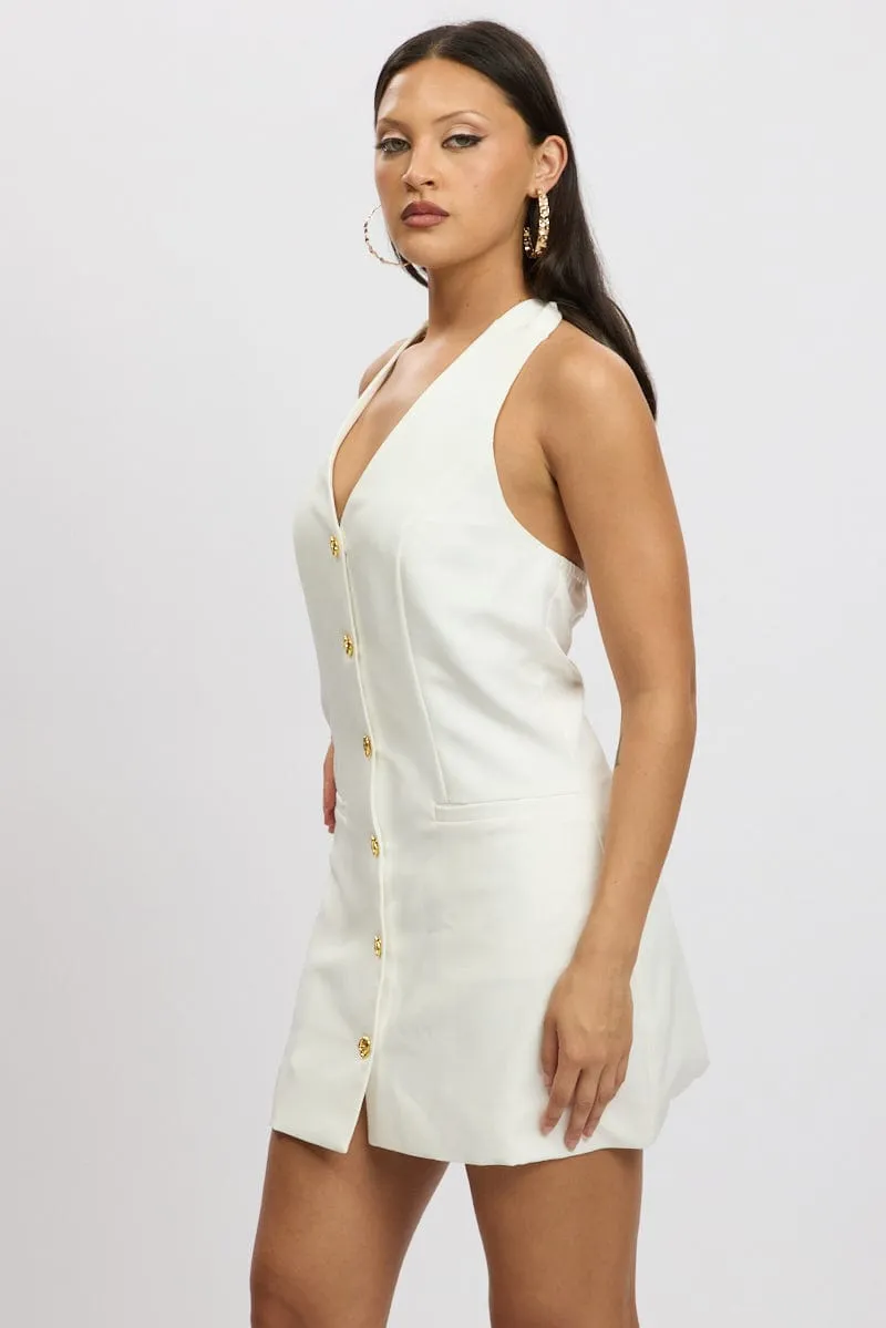 White Halter Neck Min Dress sold by Ally Fashion product image thumbnail 5