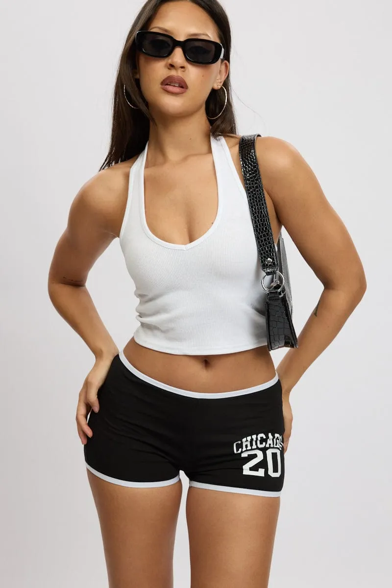 Black Shorts Contrast Binding sold by Ally Fashion