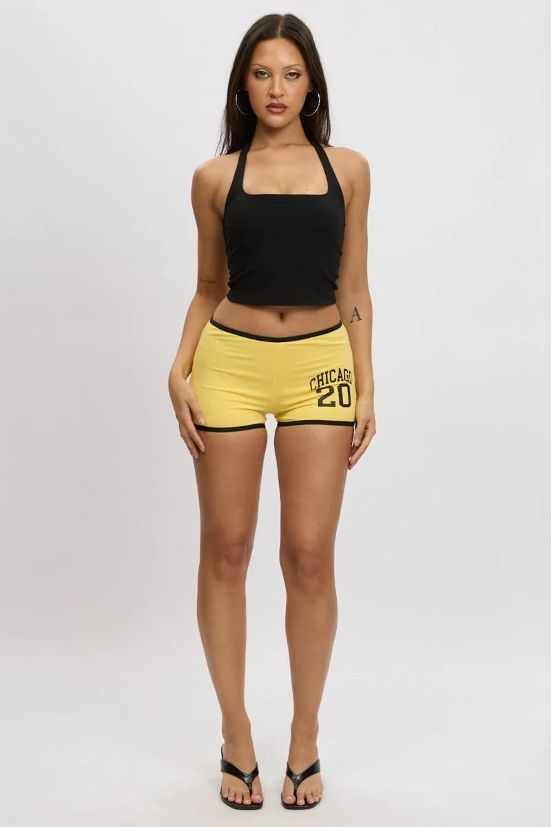 Yellow Shorts Contrast Binding sold by Ally Fashion product image thumbnail 3