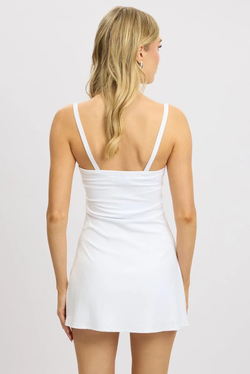White Mini Dress Sleeveless Rib A-Line sold by Ally Fashion product image thumbnail 5