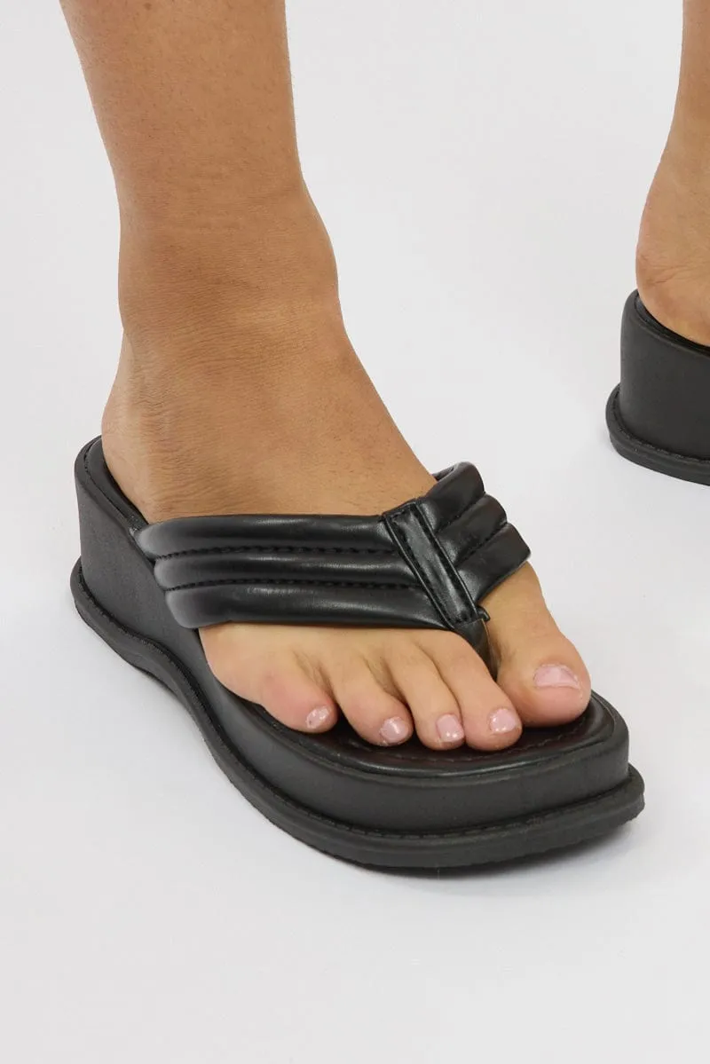 Black Toe Post Wedge Sandals sold by Ally Fashion product image thumbnail 2