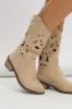 Beige Cut Out Western Cowboy Boots sold by Ally Fashion