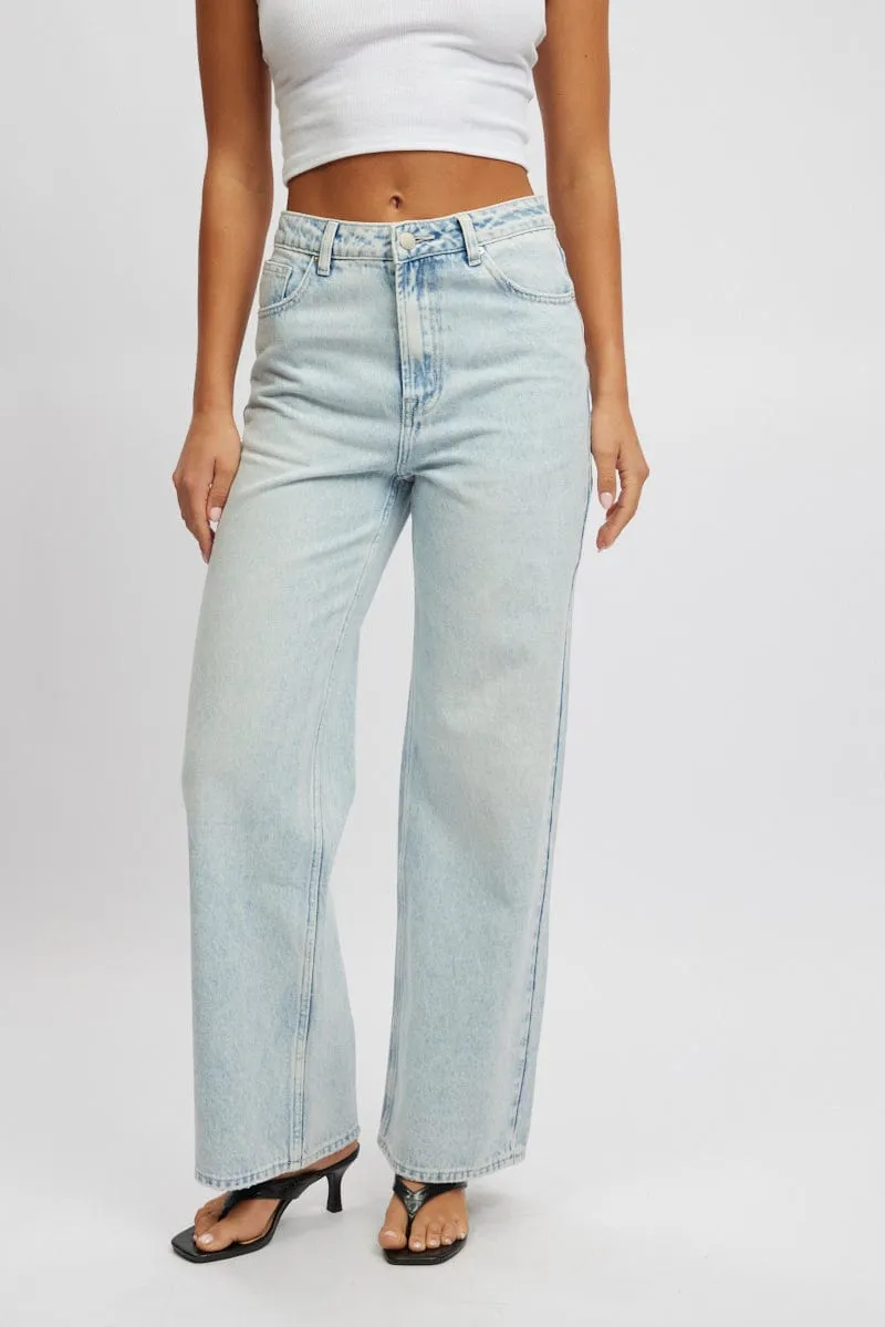 Denim Wide Leg Jeans High Rise sold by Ally Fashion
