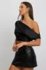 Black On Off Shoulder Satin Top sold by Ally Fashion