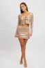 Gold Sequins Skirt Mid Waisted Mini Side Split sold by Ally Fashion