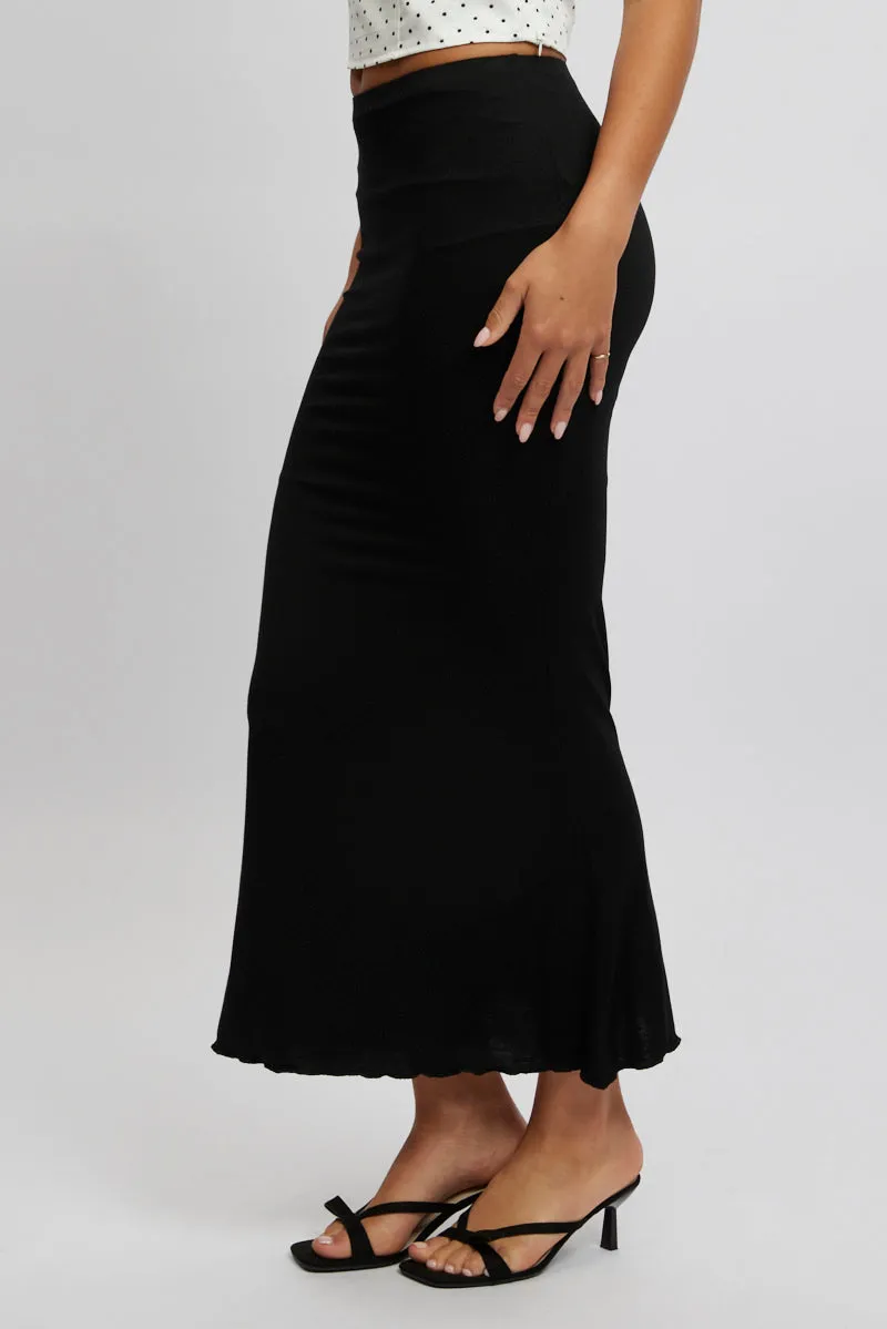 Black Maxi Skirt Elastic Waist Modal Blend Lined sold by Ally Fashion product image thumbnail 3