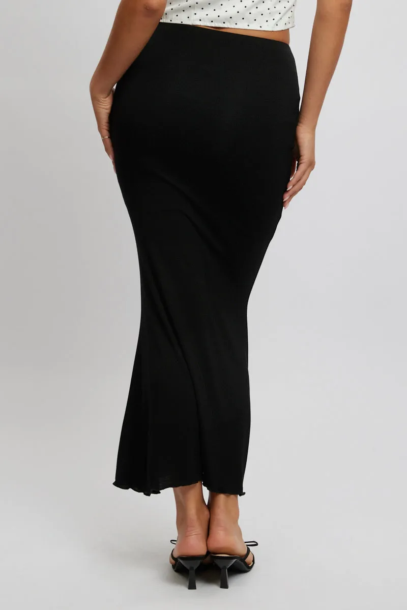 Black Maxi Skirt Elastic Waist Modal Blend Lined sold by Ally Fashion product image thumbnail 4