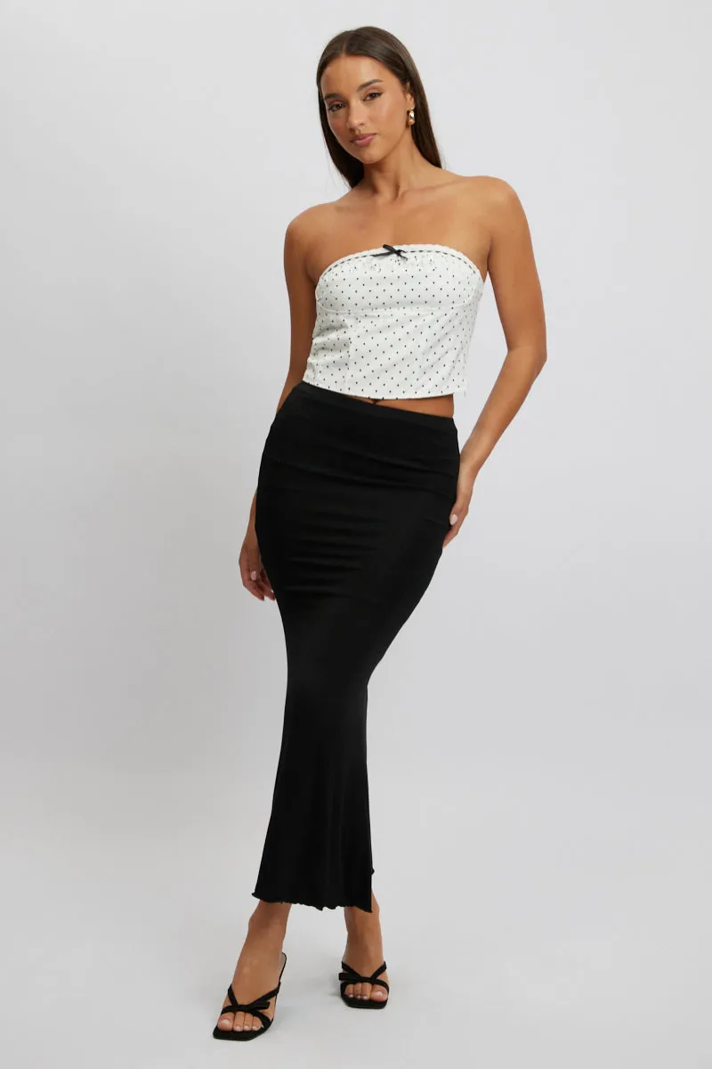 Black Maxi Skirt Elastic Waist Modal Blend Lined sold by Ally Fashion