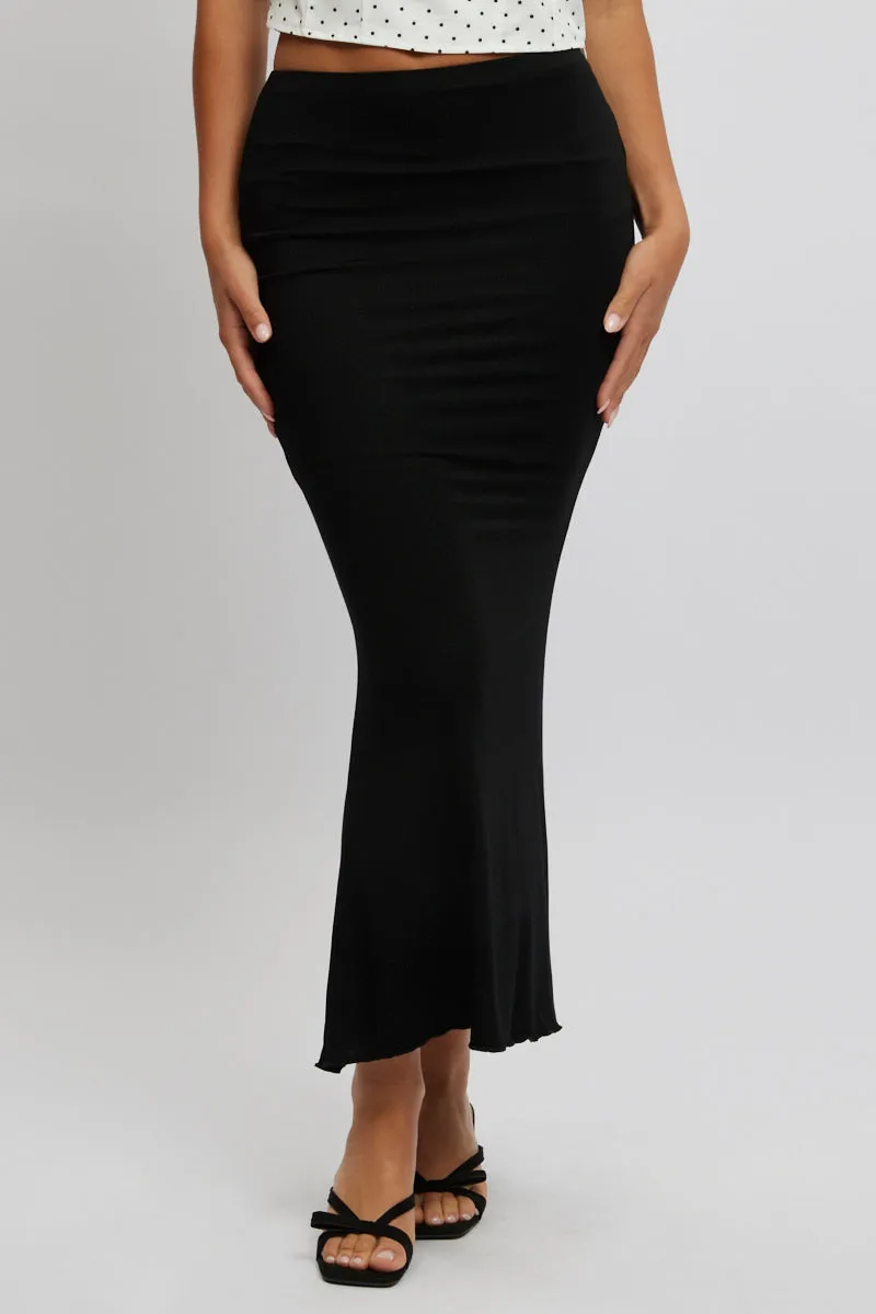 Black Maxi Skirt Elastic Waist Modal Blend Lined sold by Ally Fashion product image thumbnail 2