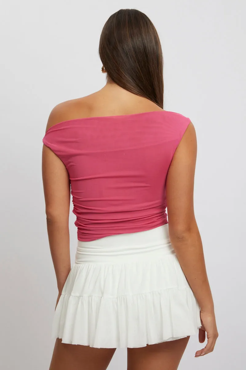 Pink Off Shoulder Top Mesh sold by Ally Fashion product image thumbnail 5