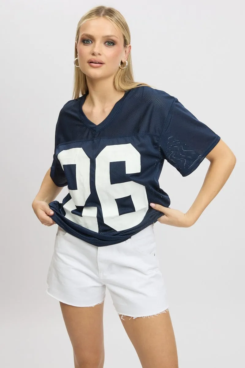 Blue Sport Tee Short Sleeve sold by Ally Fashion product image thumbnail 3