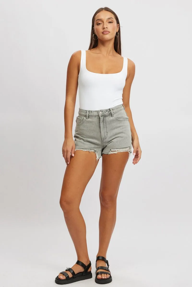 White Square Neck Bodysuit Supersoft sold by Ally Fashion product image thumbnail 2