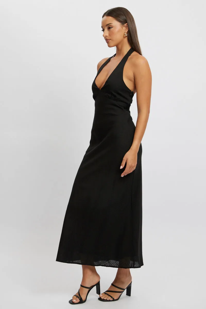 Black Midi Dress Halter Neck sold by Ally Fashion product image thumbnail 2