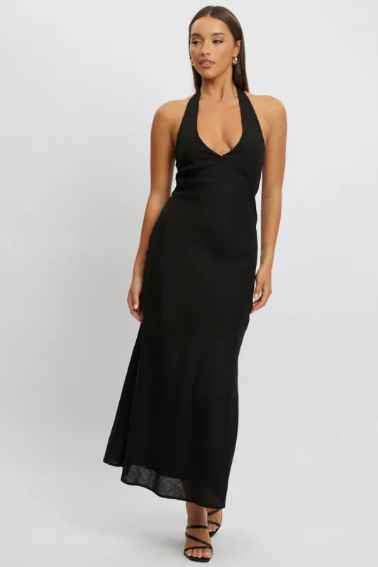 Black Midi Dress Halter Neck sold by Ally Fashion