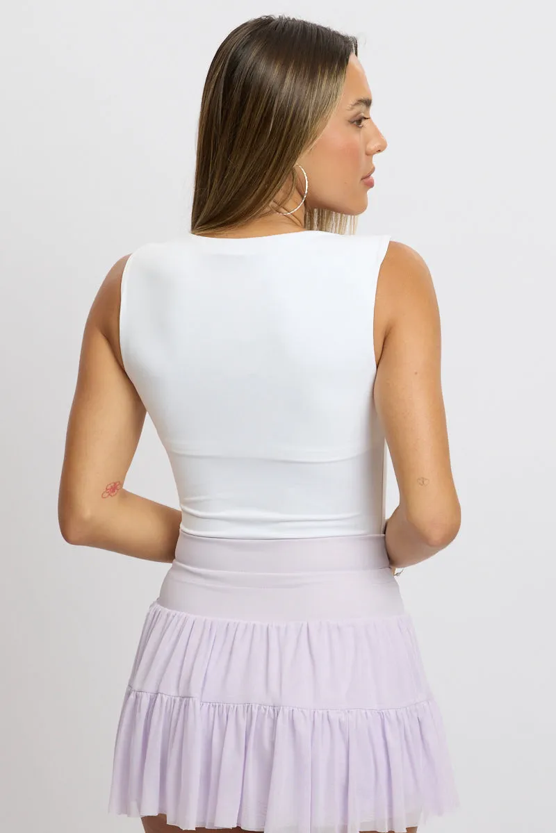 White Supersoft Bodysuit Scoop Neck sold by Ally Fashion product image thumbnail 5