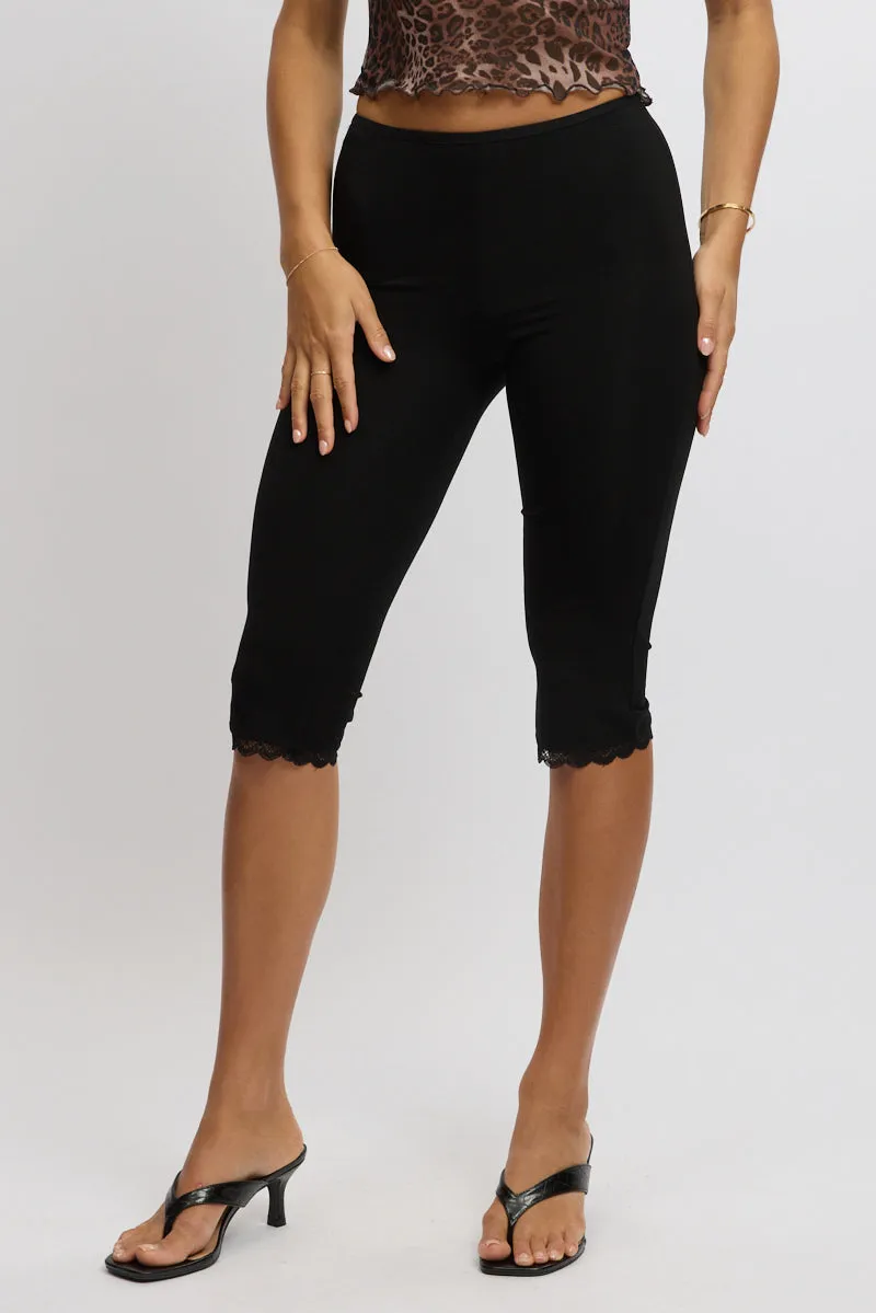 Black Capri Pants Lace Trim sold by Ally Fashion product image thumbnail 2