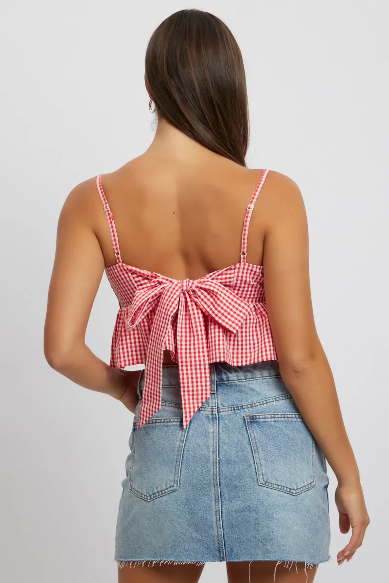 Red Check Cami Crop Top sold by Ally Fashion product image thumbnail 5