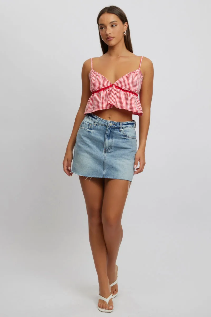 Red Check Cami Crop Top sold by Ally Fashion product image thumbnail 2