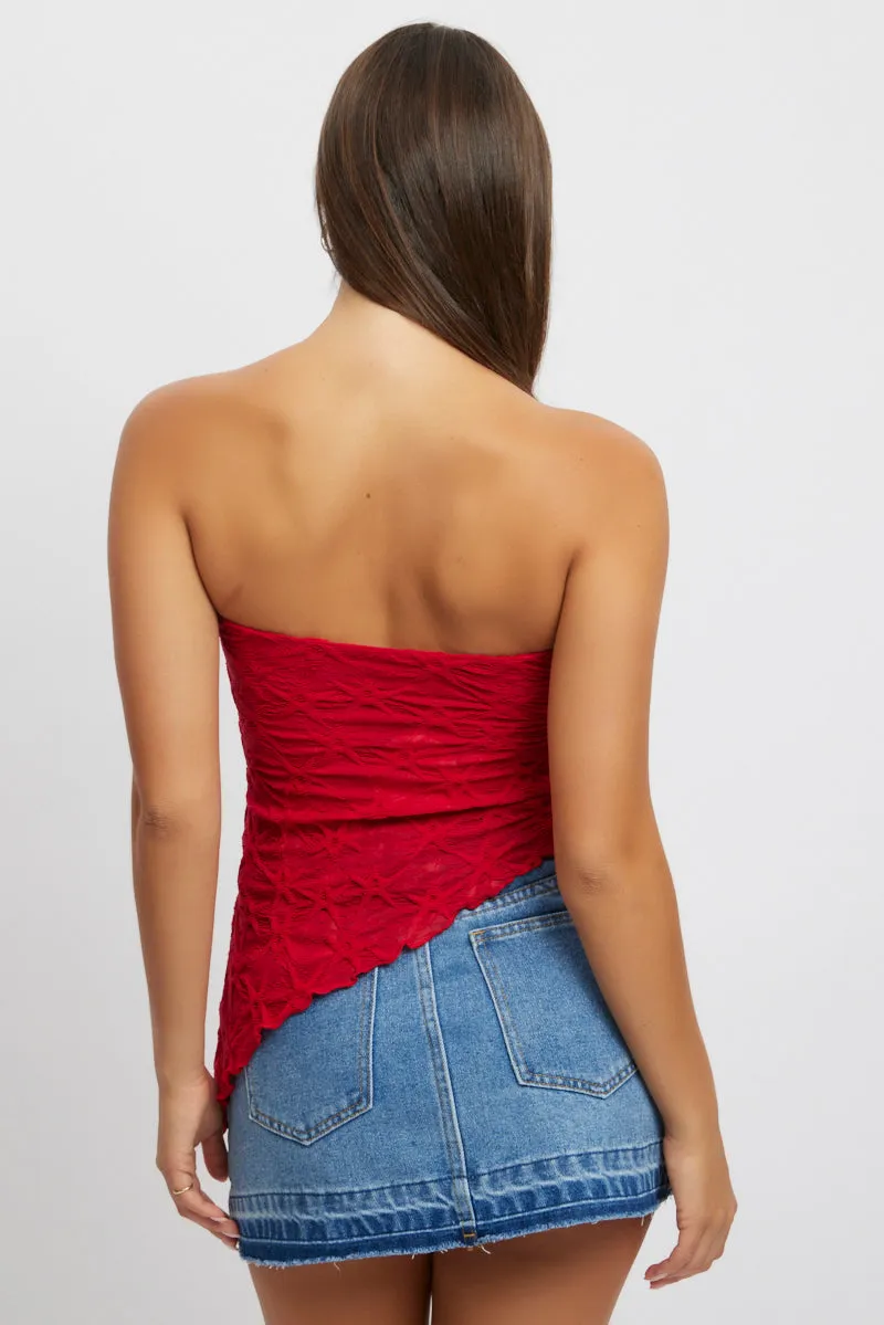 Red Boob Tube Top Textured sold by Ally Fashion product image thumbnail 5