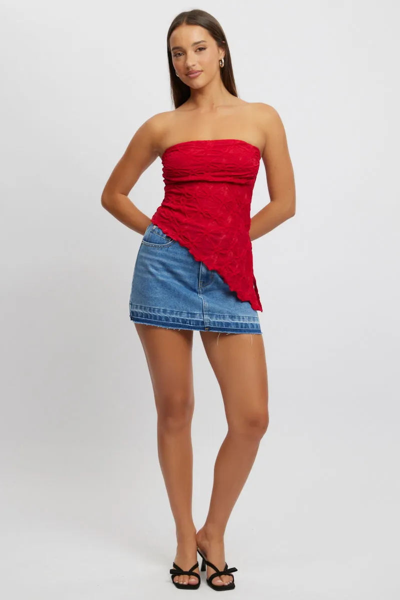 Red Boob Tube Top Textured sold by Ally Fashion product image thumbnail 2