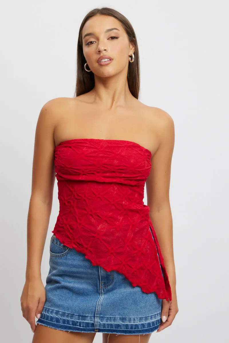 Red Boob Tube Top Textured sold by Ally Fashion product image thumbnail 3