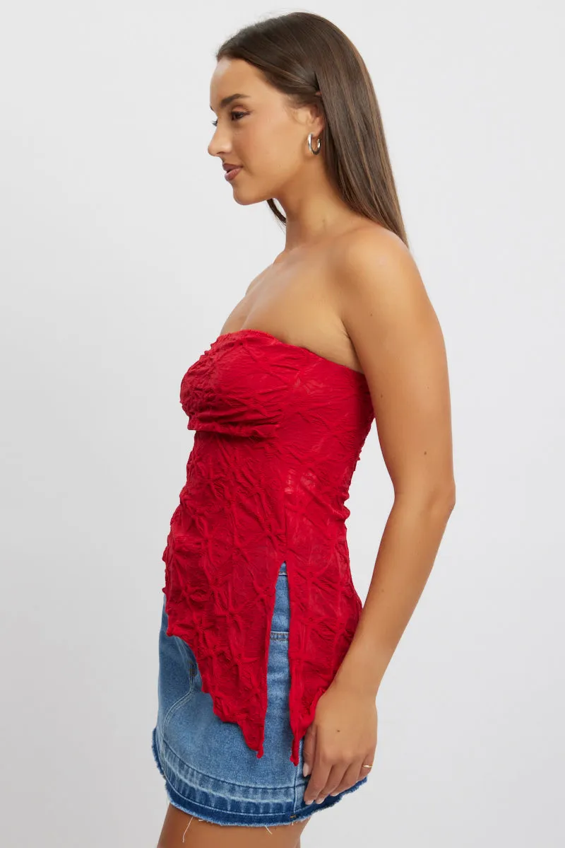 Red Boob Tube Top Textured sold by Ally Fashion product image thumbnail 4