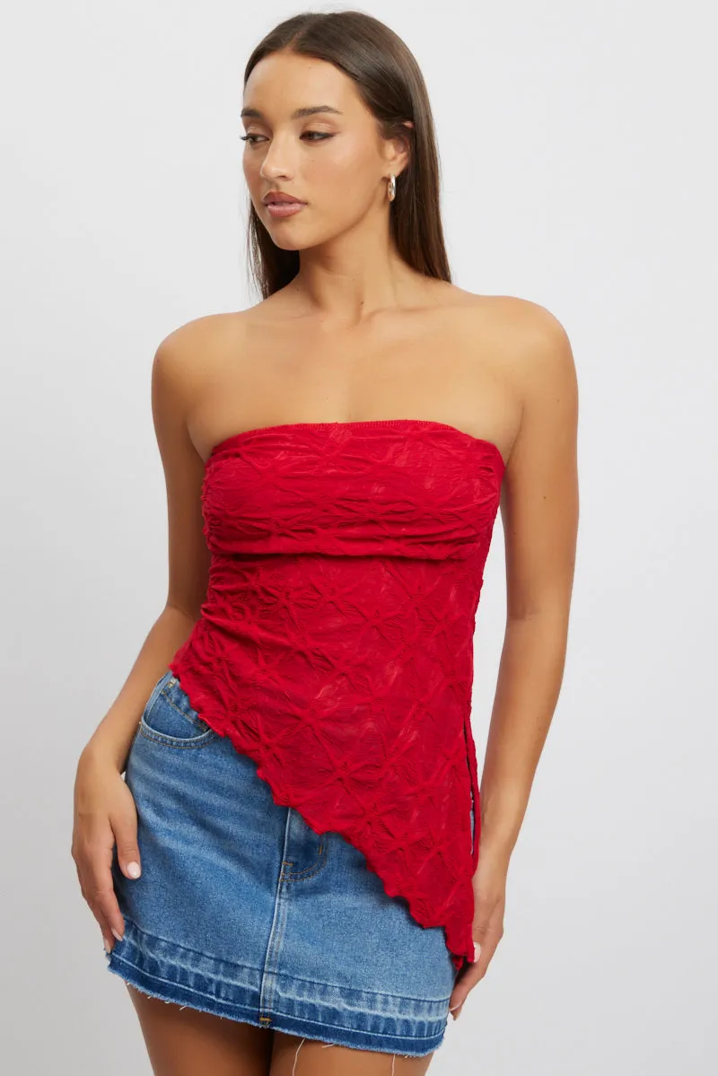 Red Boob Tube Top Textured sold by Ally Fashion