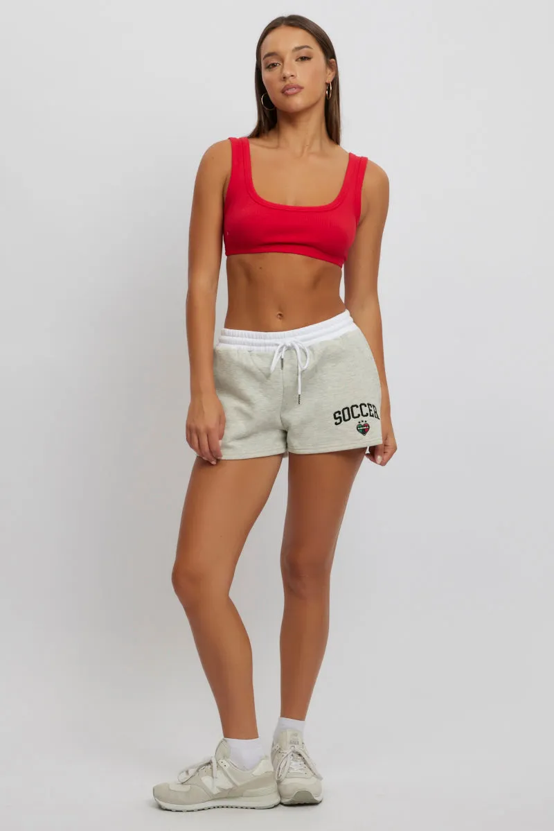 Grey Track Shorts Contrast Waist Band sold by Ally Fashion product image thumbnail 3