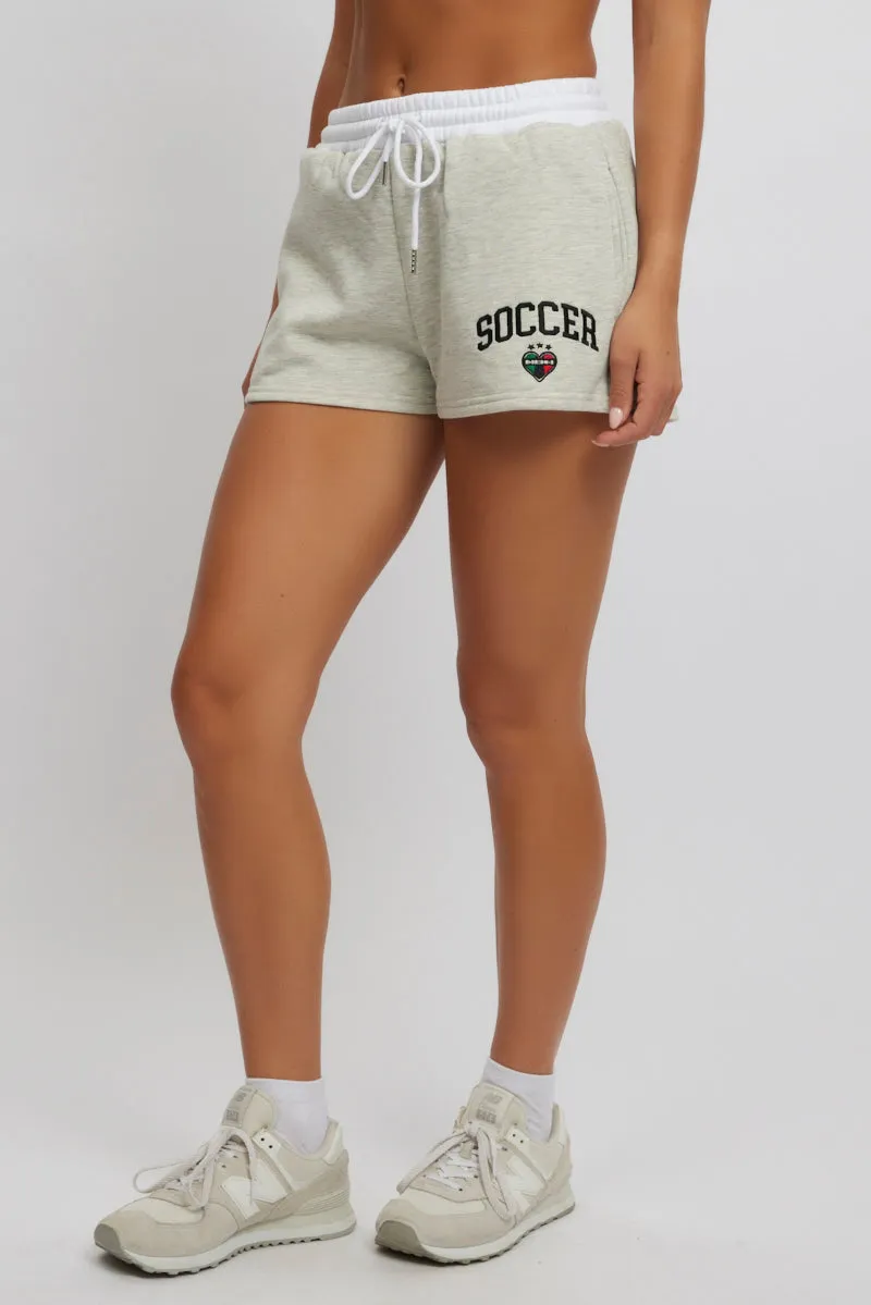 Grey Track Shorts Contrast Waist Band sold by Ally Fashion product image thumbnail 4