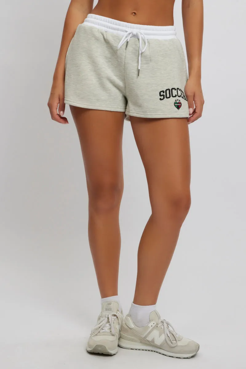 Grey Track Shorts Contrast Waist Band sold by Ally Fashion product image thumbnail 2