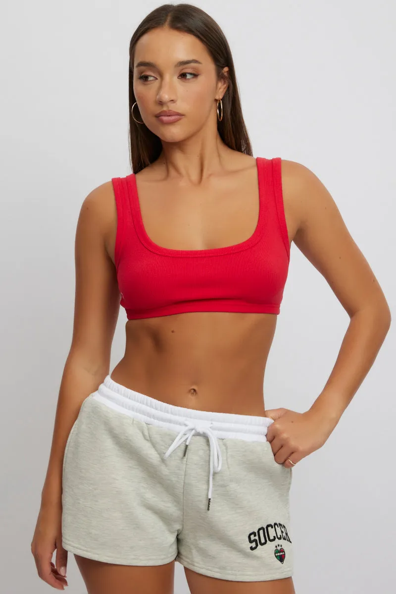 Red Bralette Rib Jersey sold by Ally Fashion