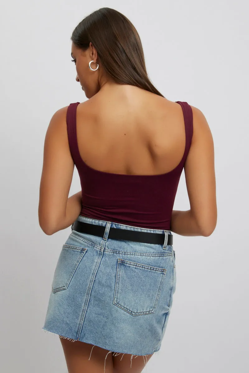 Red Square Neck Bodysuit Supersoft sold by Ally Fashion product image thumbnail 4