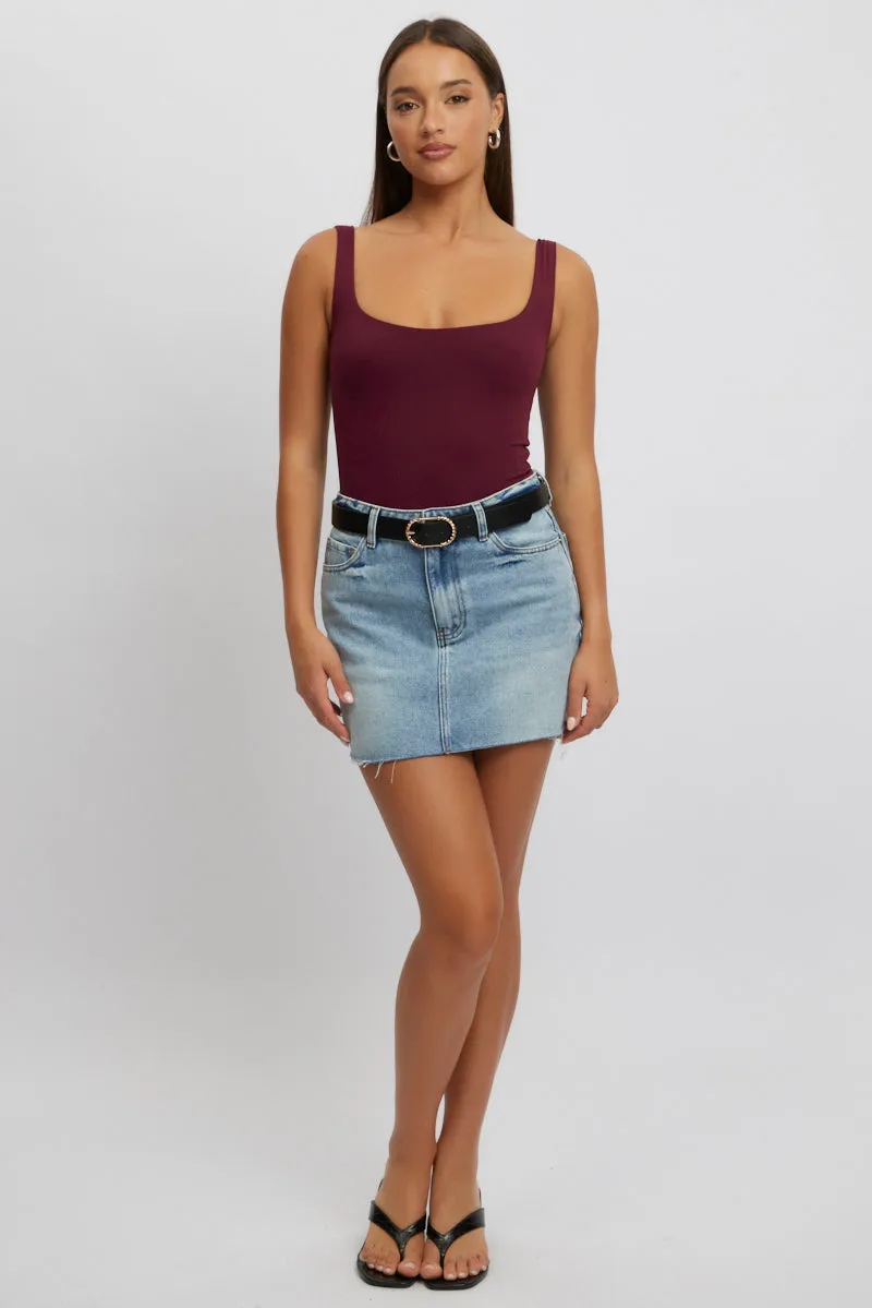 Red Square Neck Bodysuit Supersoft sold by Ally Fashion product image thumbnail 2