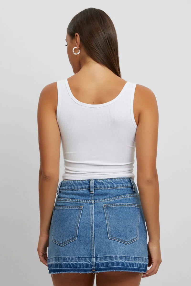 White Rib Tank Button Front sold by Ally Fashion product image thumbnail 5