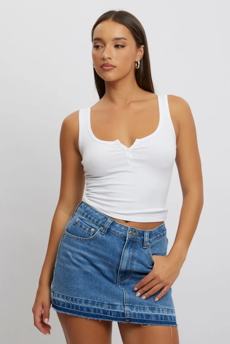 White Rib Tank Button Front sold by Ally Fashion product image thumbnail 3