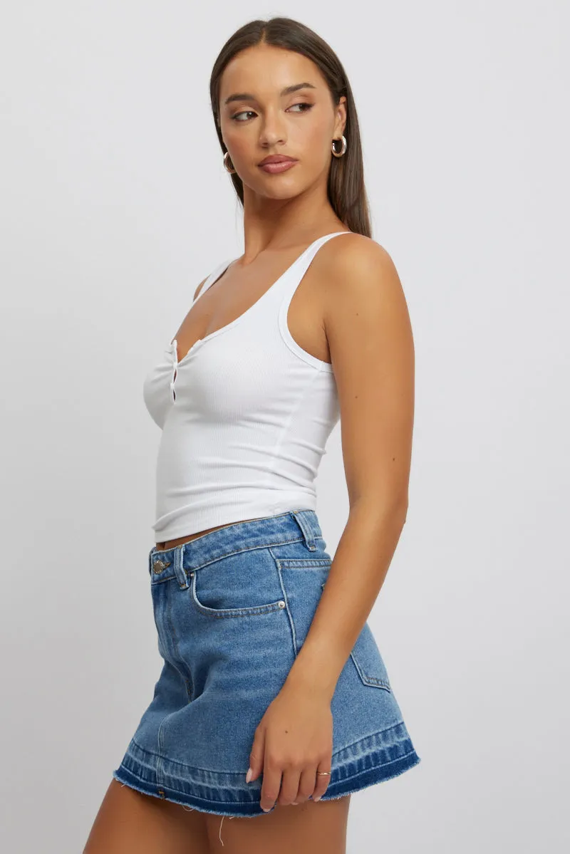 White Rib Tank Button Front sold by Ally Fashion product image thumbnail 4