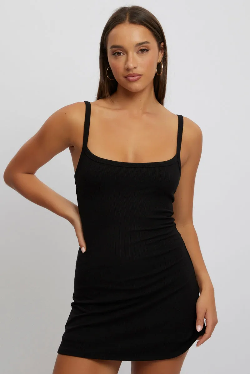 Black Mini Dress Sleeveless Rib A-Line sold by Ally Fashion product image thumbnail 3