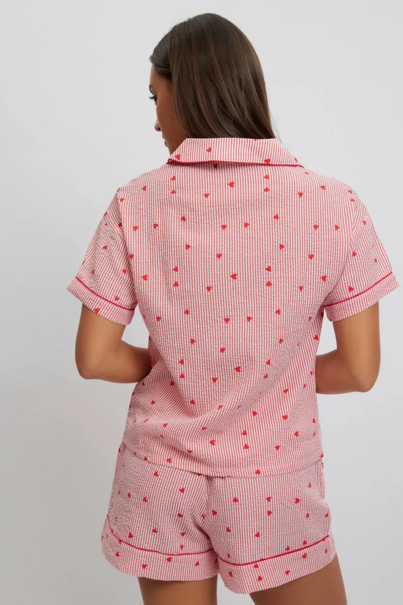 Red Stripe Cotton Pyjamas Set Short Sleeve sold by Ally Fashion product image thumbnail 5