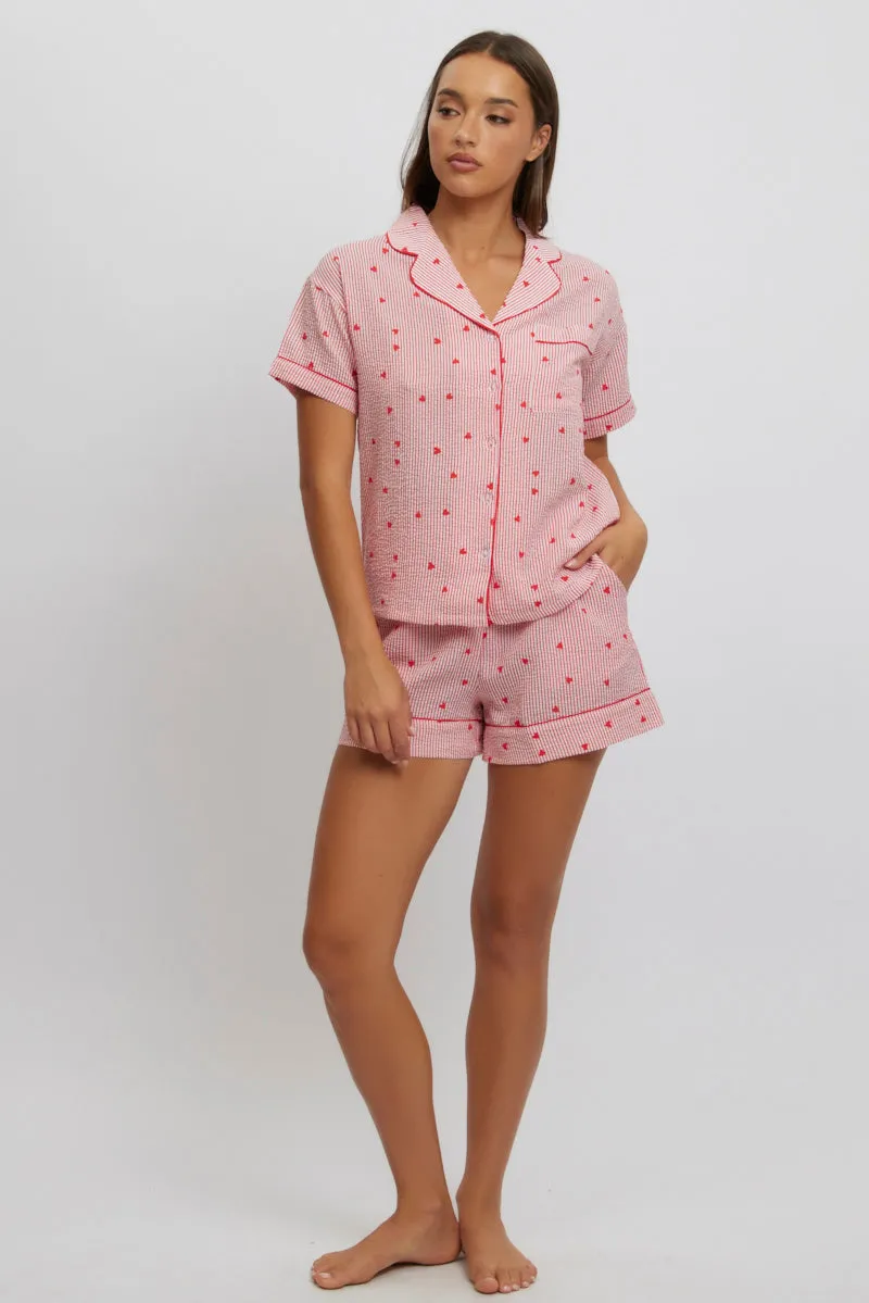 Red Stripe Cotton Pyjamas Set Short Sleeve sold by Ally Fashion product image thumbnail 2