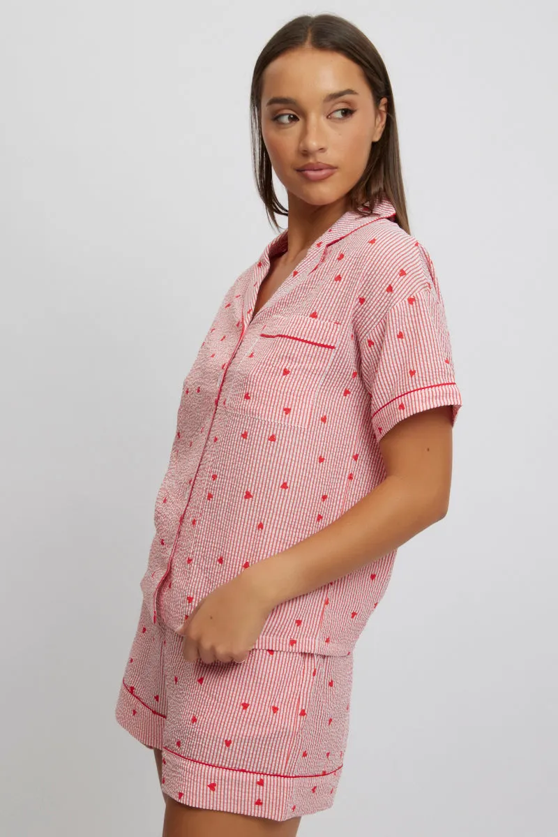 Red Stripe Cotton Pyjamas Set Short Sleeve sold by Ally Fashion product image thumbnail 4