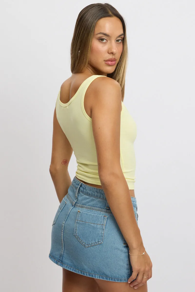 Yellow Rib Tank Button Front sold by Ally Fashion product image thumbnail 5
