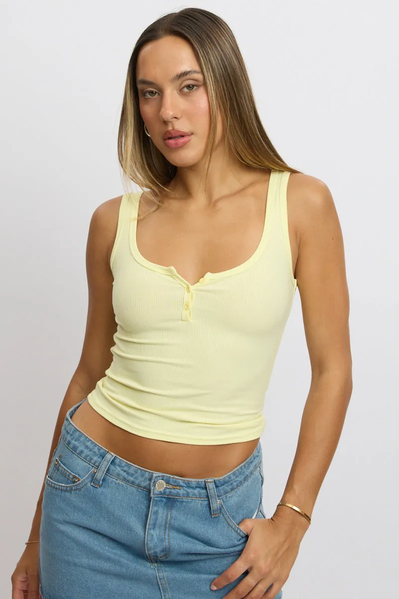 Yellow Rib Tank Button Front sold by Ally Fashion product image thumbnail 3
