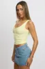 Yellow Rib Tank Button Front sold by Ally Fashion