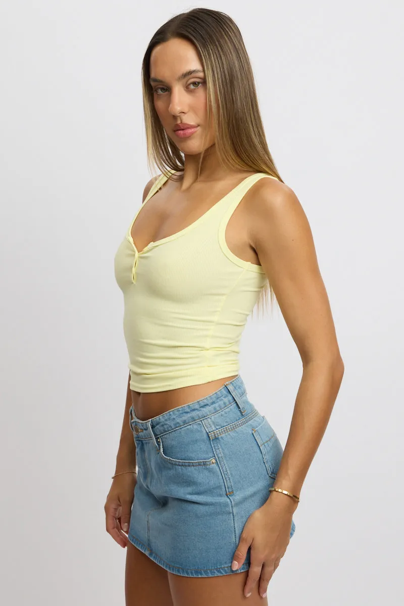 Yellow Rib Tank Button Front sold by Ally Fashion product image thumbnail 4