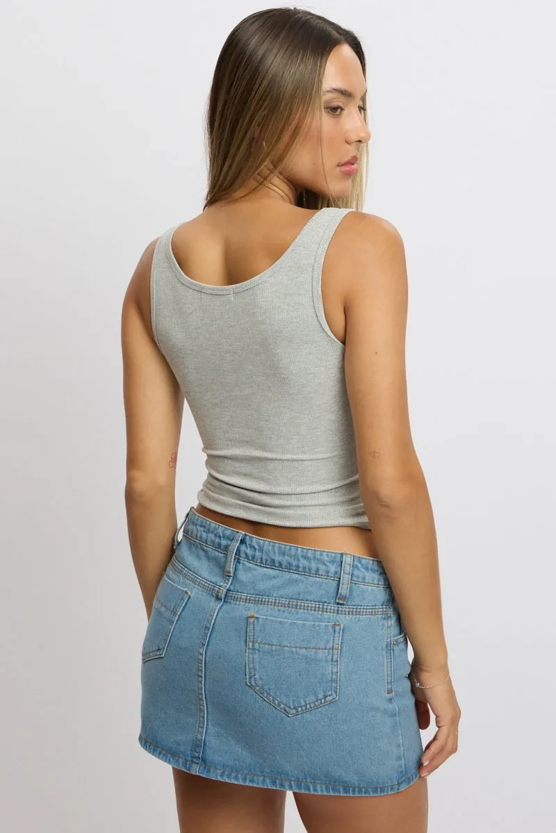 Grey Rib Tank Button Front sold by Ally Fashion product image thumbnail 5