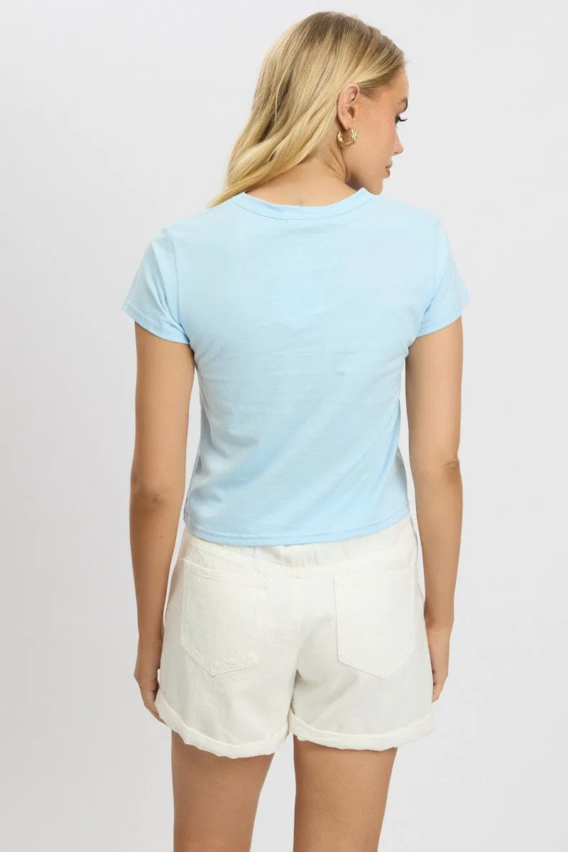 Blue Graphic Tee Short Sleeve sold by Ally Fashion product image thumbnail 5