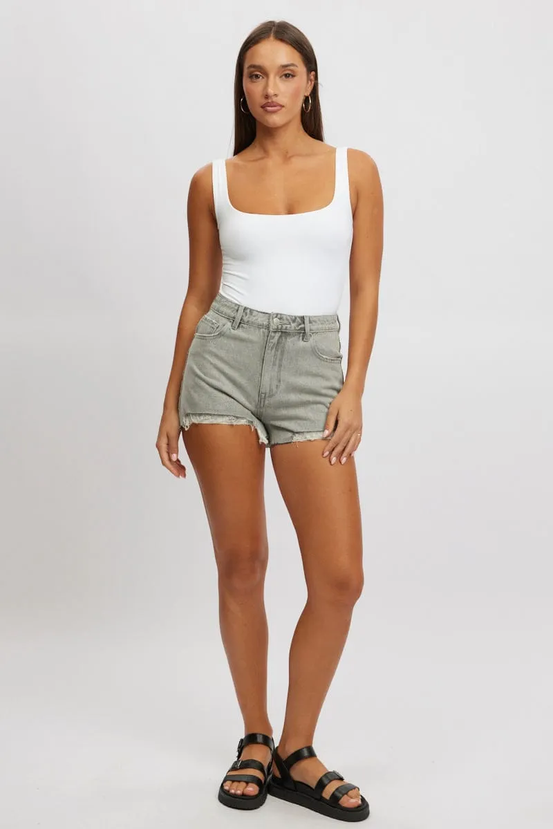 Grey Relaxed Shorts Mid Rise sold by Ally Fashion