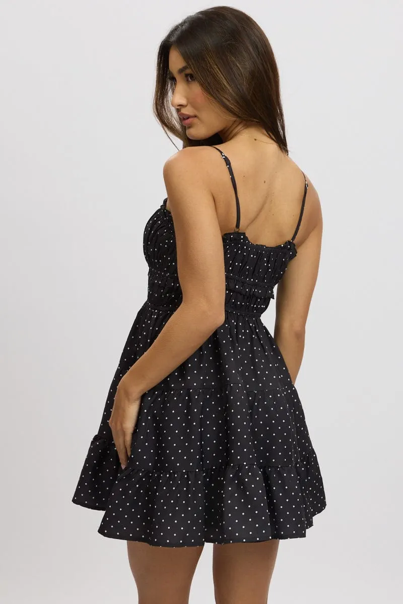 Black Polka Dot Fit And Flare Dress Mini sold by Ally Fashion product image thumbnail 5