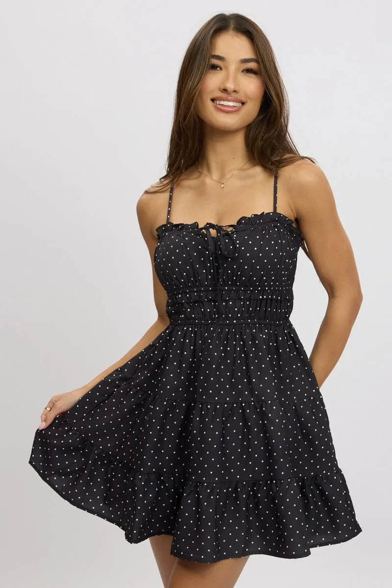 Black Polka Dot Fit And Flare Dress Mini sold by Ally Fashion product image thumbnail 3