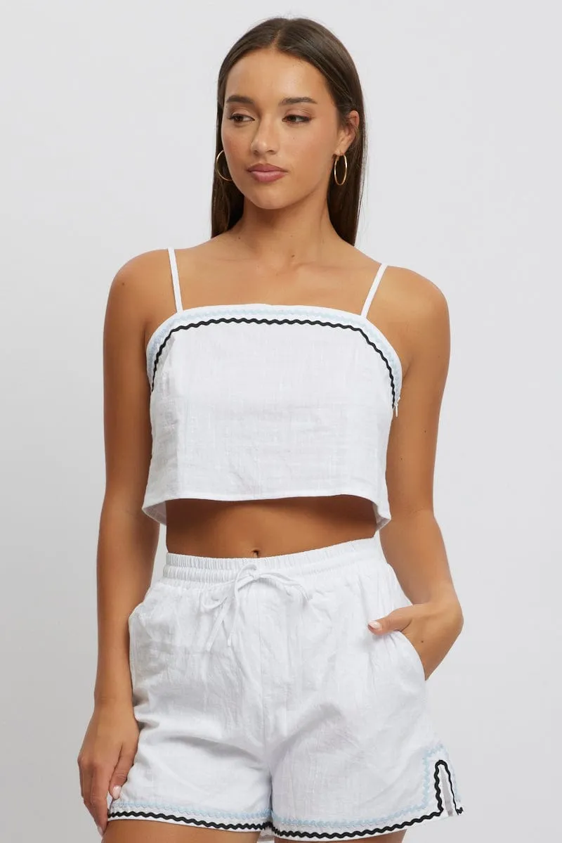 White Cami Top Sleeveless Ric Rac sold by Ally Fashion product image thumbnail 3